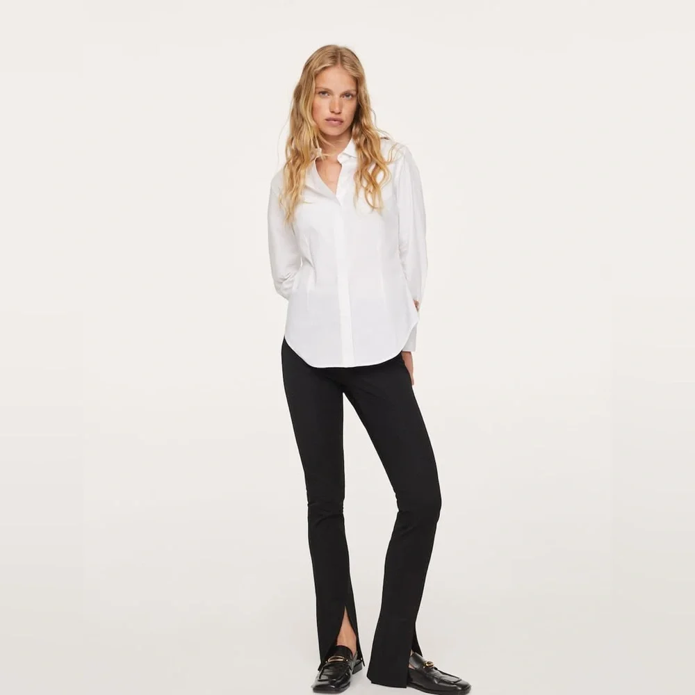 NWT MANGO Essential cotton-blend shirt SIZE XS - Picture 2 of 8